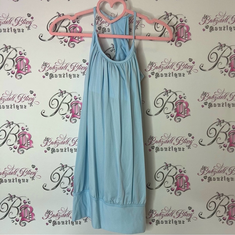 lululemon athletica tank top open air attached bra Sky Blue vintage style top